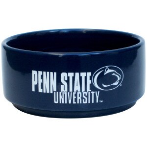 ceramic navy Penn State University pet bowl